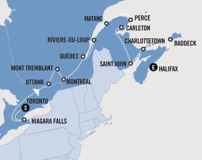 Map showing the Tour regions